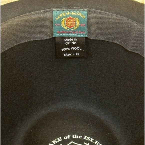 🌟HP🌟VTG 2000s 100% Wool Black Fedora w/ Feathers Lake of the Isles L/XL - Picture 11 of 12